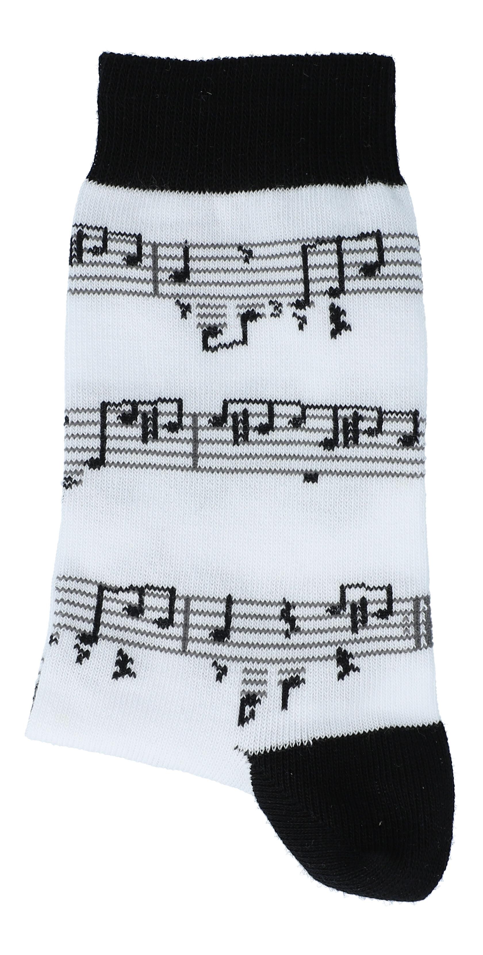 Socken weiss mit schwarzer Notenlinie 39-42