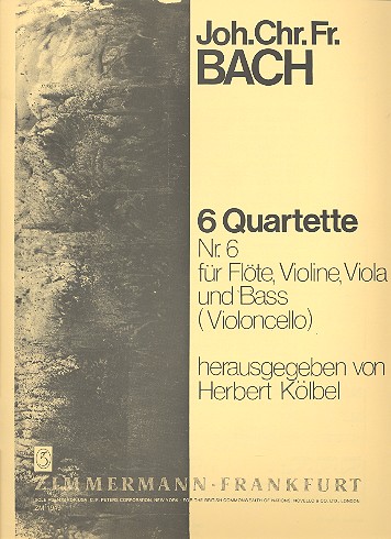 6 Quartette Band 6 (Nr.6) für Flöte, Violine, Viola und bc