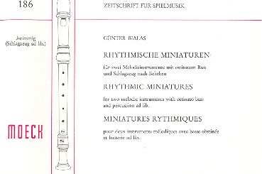 Rhythmische Miniaturen für 2 Sopranblockflöten und ostinaten Bass,