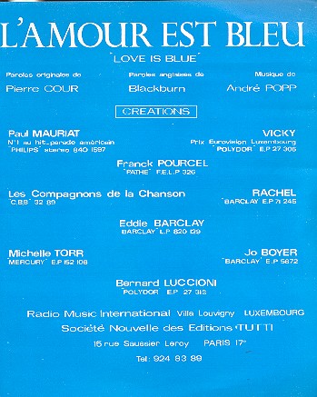 L'amour est bleu: