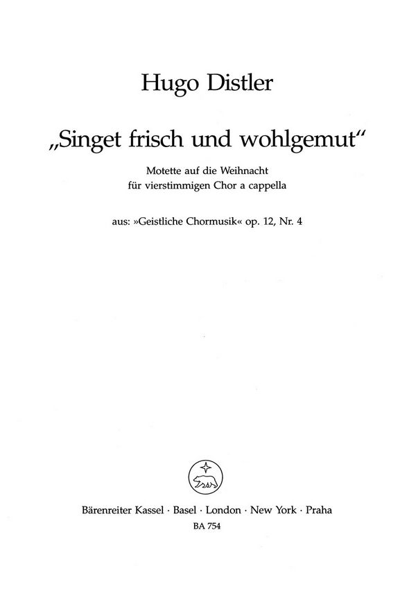Singet frisch und wohlgemut op.12