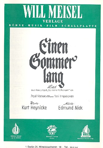 Einen Sommer lang: Lied aus