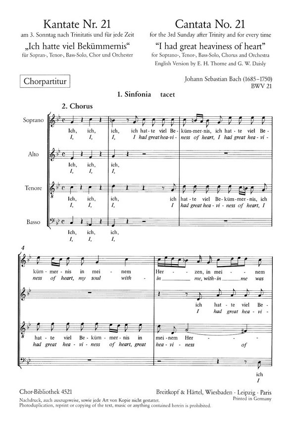 Ich hatte viel Bekümmernis - Kantate Nr.21 BWV21