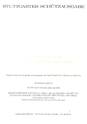 Allein Gott in der Höh sei Ehr (Geistliches Konzert)