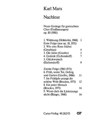 Nachlese op.80  9 Gesänge für
