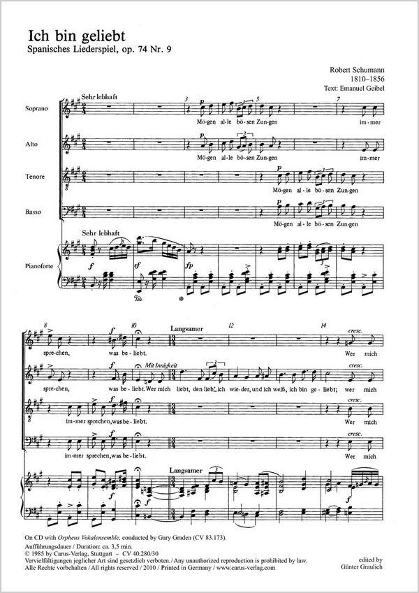 Ich bin geliebt op.74,9