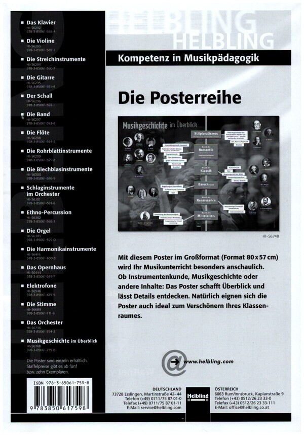 Poster Musikgeschichte im Überblick