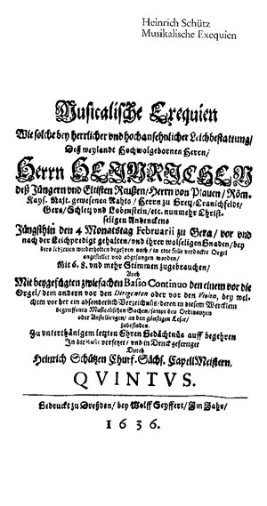 MUSIKALISCHE EXEQUIEN, SWV 279-281