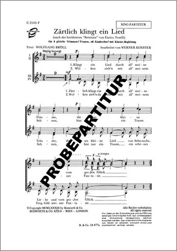 Zärtlich kliegt ein Lied