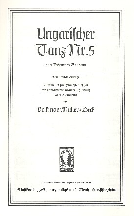 Ungarischer Tanz Nr.5 für gem Chor