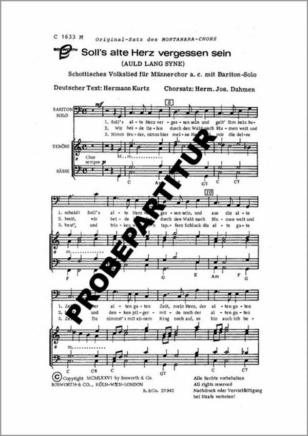 SOLL'S ALTE HERZ VERGESSEN SEIN SCHOTTISCHES VOLKSLIED