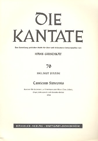 Canticum Simeonis für Tenor solo,