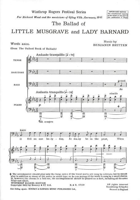 The Ballad of little Musgrave and Lady Barnard