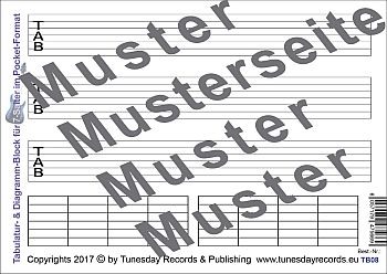 Notenblock Tabulatur und Diagramm für 7-saitige Gitarre