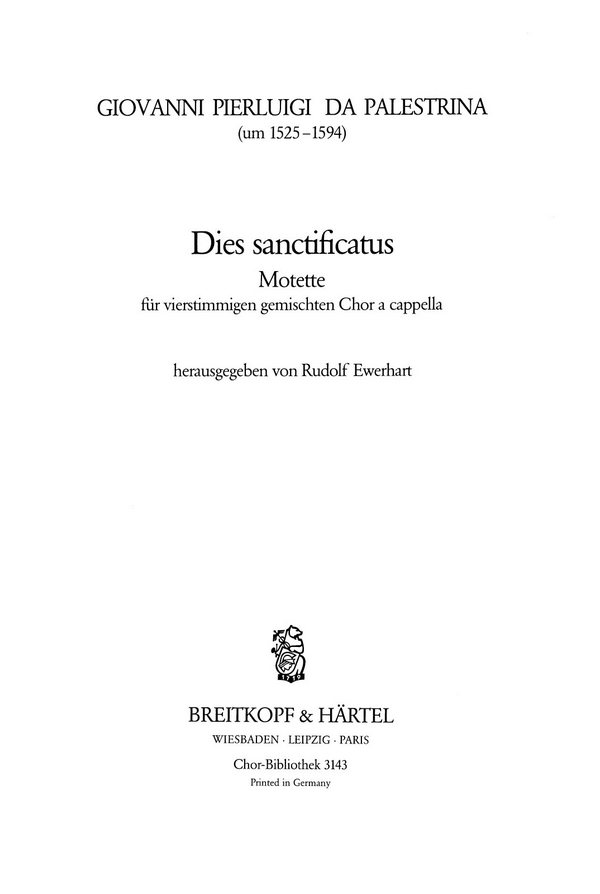 Dies sanctificatus Motette für