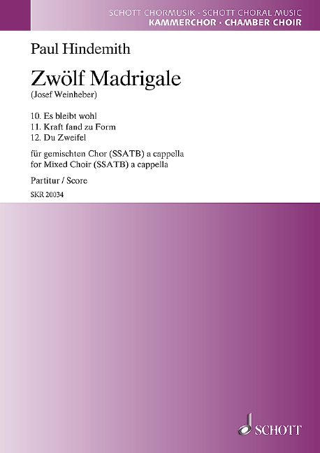 Hindemith, Paul: Zwölf Madrigale Heft 4