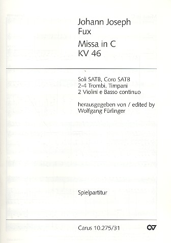 Missa C-Dur KV46 für Soli (SATB),