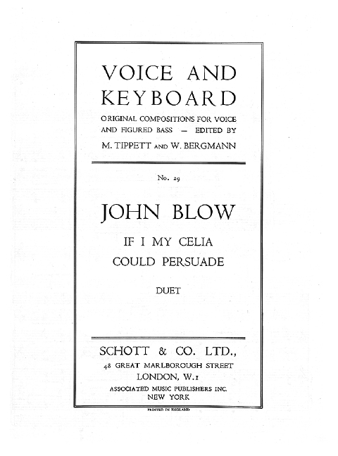 Blow, John O würde Celia mich versteh'n (Duett)