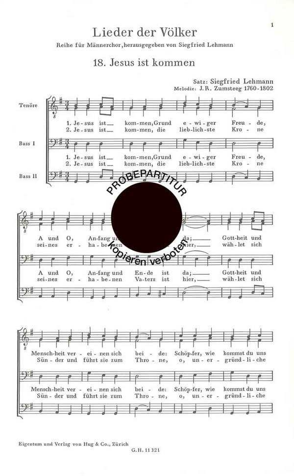 JESUS IST KOMMEN FUER MAENNERCHOR