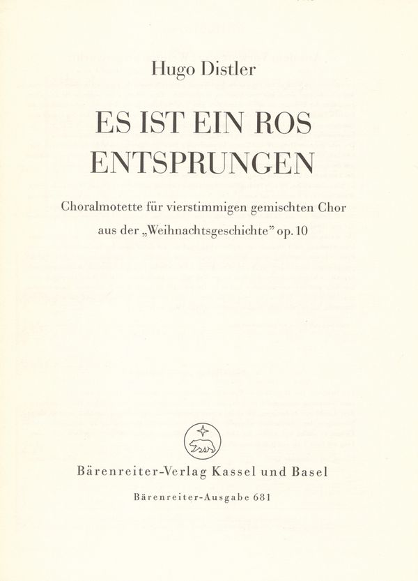 Es ist ein Ros entsprungen op.10