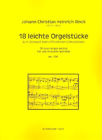 18 leichte Orgelstücke zum Gebrauch im öffentlichen Gottesdienste op.1