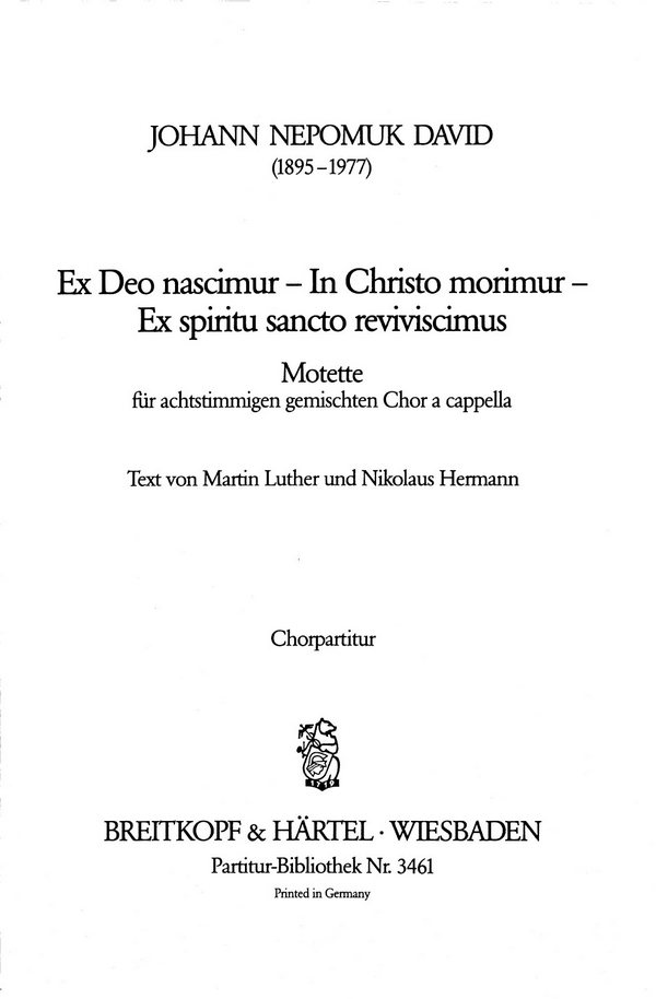 Ex Deo nascimur in Christo morimur - Motette