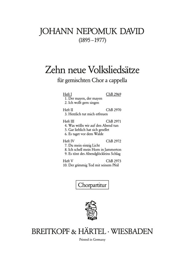 10 neue Volksliedsätze Band 1