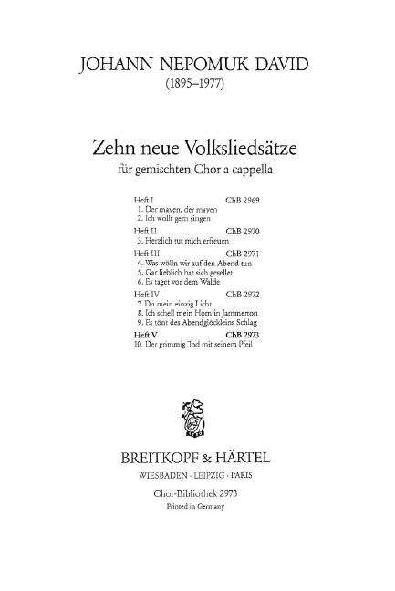 10 neue Volksliedsätze Band 5