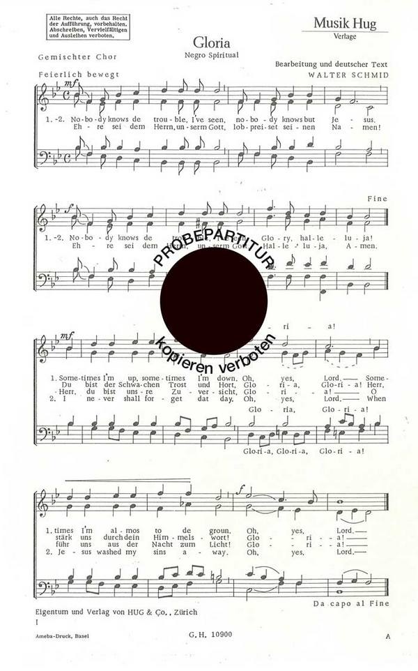 GLORIA NEGRO SPIRITUAL FUER SATB
