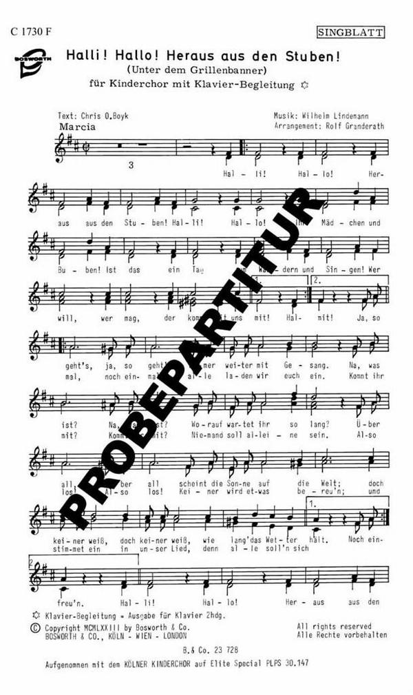 Halli! Hallo! Heraus aus den Stuben