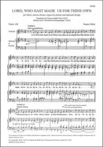 Lord, who hast made us for thine own. Psalm 148