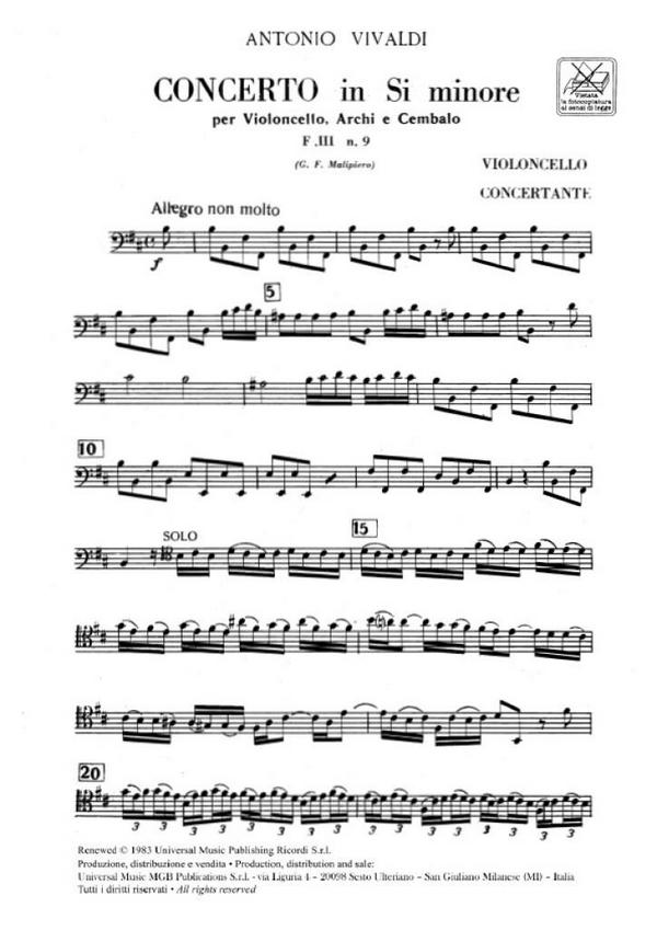 Concerto si minore F.III:9 per