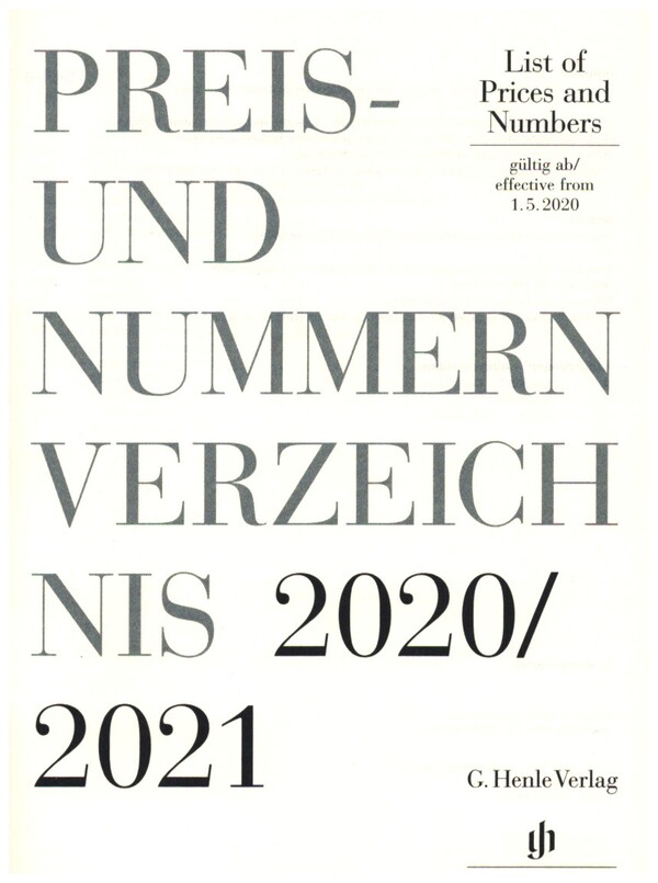 Preis und Nummernverzeichnis Henle Verlag 2020/2021