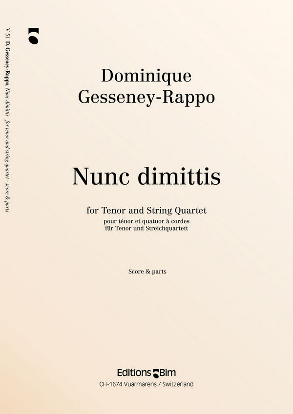 Nunc dimittis for tenor and