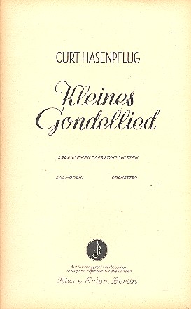 Kleines Gondellied: für Salonorchester