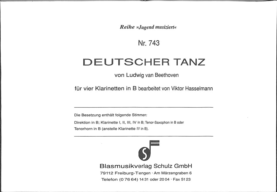Deutscher Tanz für 4 Klarinetten