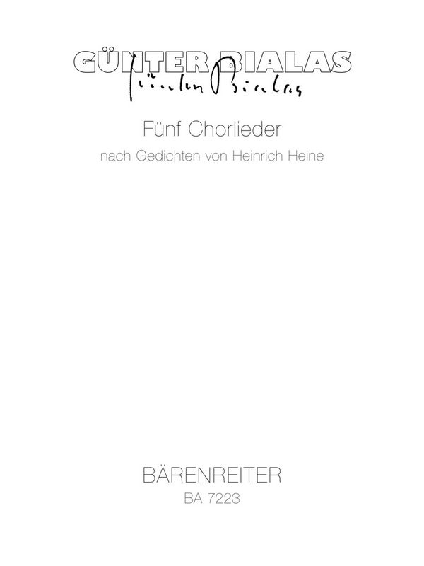 5 Chorlieder für Chor a cappella