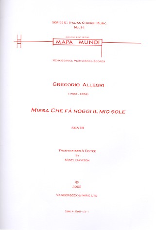 Missa Che fà hoggi il mio sole