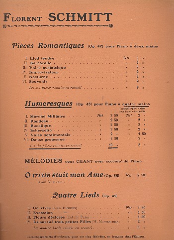 Humoresques op.43 für Klavier zu 4 Händen