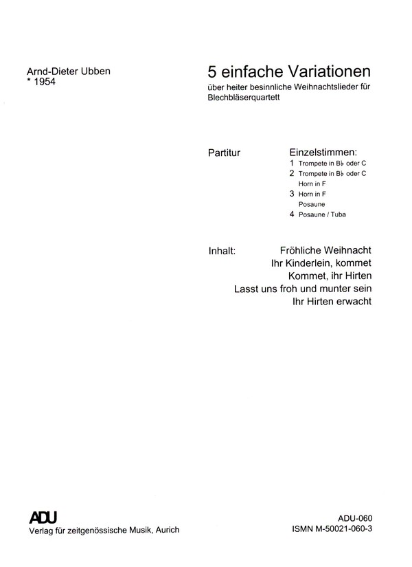 5 einfache Variationen über heiter besinnliche Weihnachtslieder