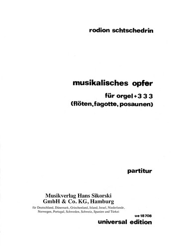 Musikalisches Opfer für Orgel, 3 Flöten,
