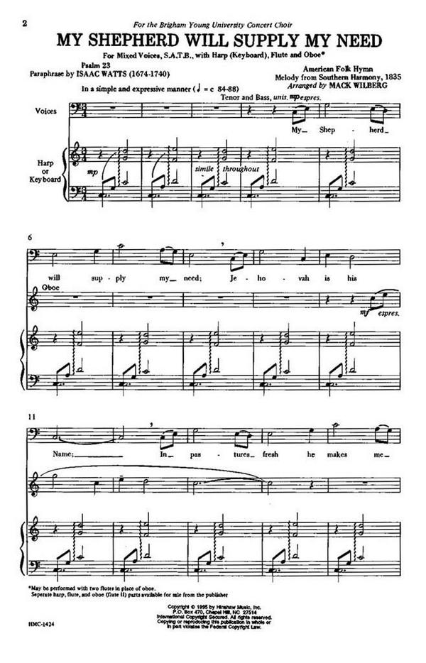 My Shepherd will supply my Need