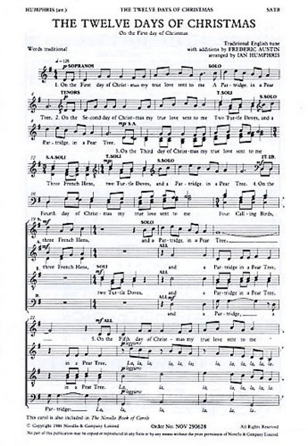 12 Days of Christmas for mixed choir