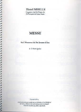 Messe en l'Honneur de Ste. Jeanne d'Arc