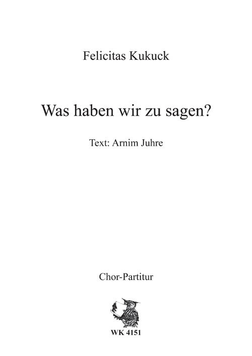 Was haben wir zu sagen für gem Chor