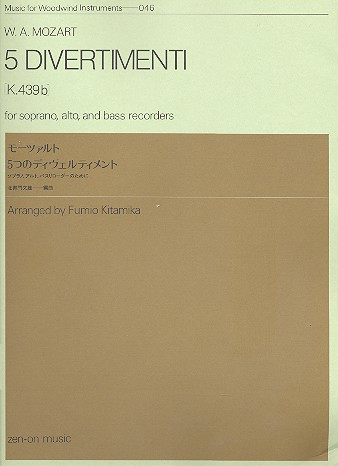 5 Divertimenti K439b für 3 Blockflöten