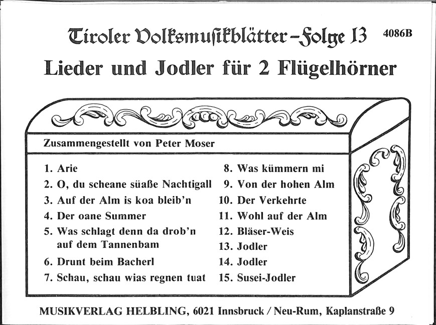 Lieder und Jodler für 2 Flügelhörner