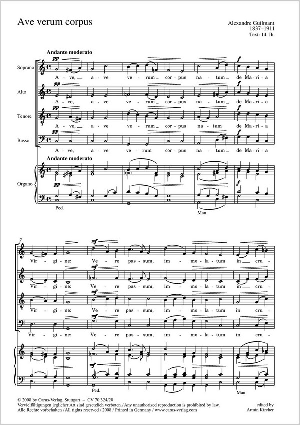 Ave verum corpus für gem Chor und Orgel