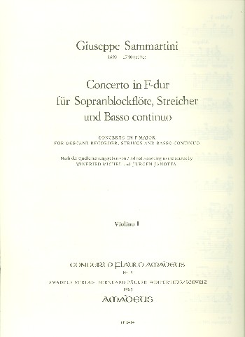 Concerto F-Dur für Sopranblockflöte,