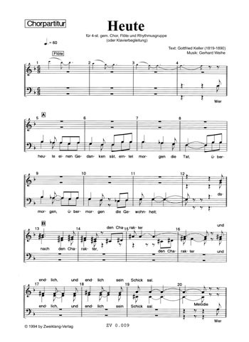 Heute für gem Chor, Flöte und